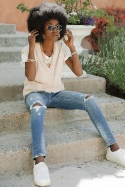 GINGER G Button Up Sweater Vest - FINAL SALE Sweaters