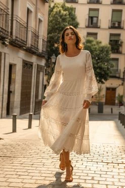 THE CLOTHING CO Daria Embroidered Dress In White - FINAL SALE