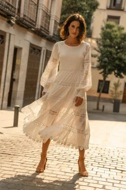 THE CLOTHING CO Daria Embroidered Dress In White - FINAL SALE