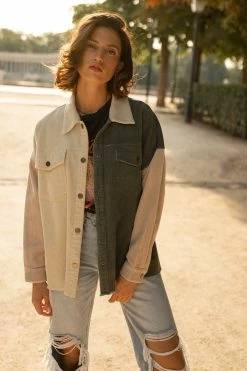 WORUI Tops Winnie Corduroy Shacket In Teal