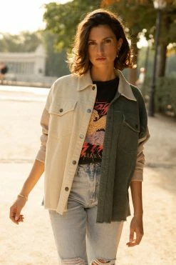 WORUI Tops Winnie Corduroy Shacket In Teal