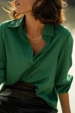 LIME N CHILI Scout Button Down In Green - FINAL SALE