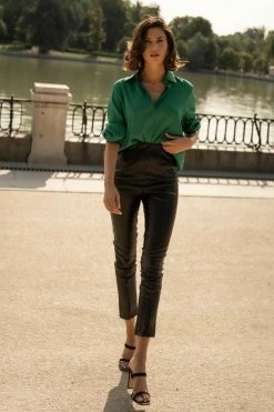 LIME N CHILI Scout Button Down In Green - FINAL SALE