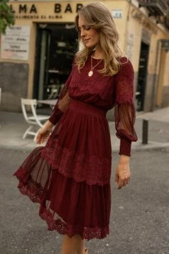 CALISTA Lilith Midi Dress In Wine - FINAL SALE
