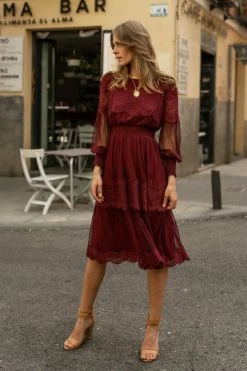 CALISTA Lilith Midi Dress In Wine - FINAL SALE