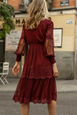 CALISTA Lilith Midi Dress In Wine - FINAL SALE