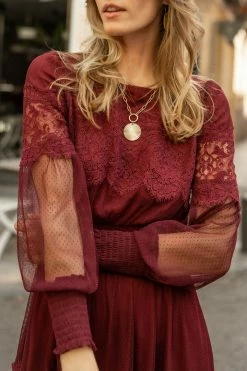 CALISTA Lilith Midi Dress In Wine - FINAL SALE