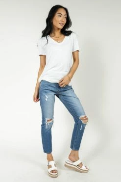 LIME N CHILI Essentials V Neck Tee In Off White - FINAL SALE Tops