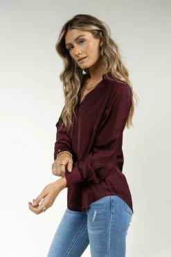 FUN 2 FUN Kyrie Blouse In Burgundy