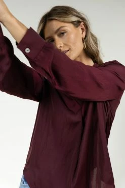 FUN 2 FUN Kyrie Blouse In Burgundy