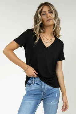 LIME N CHILI Essentials V Neck Tee In Black - FINAL SALE