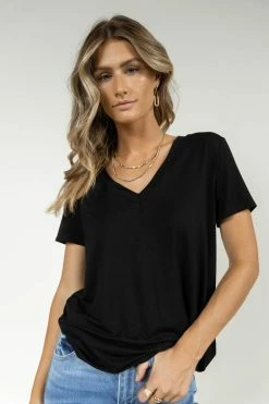 LIME N CHILI Essentials V Neck Tee In Black - FINAL SALE