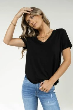 LIME N CHILI Essentials V Neck Tee In Black - FINAL SALE