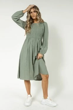 Best Sale π― AARON & AMBER Ainsley Midi π Dress In Sage - FINAL SALE π 9 AARON & AMBER Ainsley Midi Dress In Sage - FINAL SALE