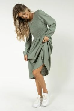 AARON & AMBER Ainsley Midi Dress In Sage - FINAL SALE