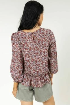 PROMESA Aren Floral Blouse In Rust - FINAL SALE
