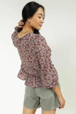 PROMESA Aren Floral Blouse In Rust - FINAL SALE