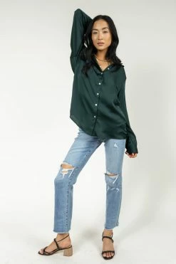 FUN 2 FUN Keagan Button Up In Emerald - FINAL SALE