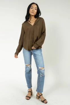 FUN 2 FUN Tops Kyrie Blouse In Olive