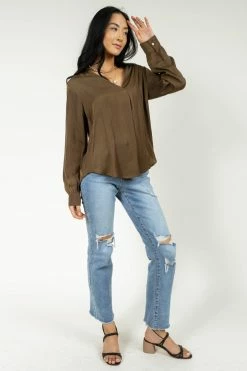 FUN 2 FUN Tops Kyrie Blouse In Olive