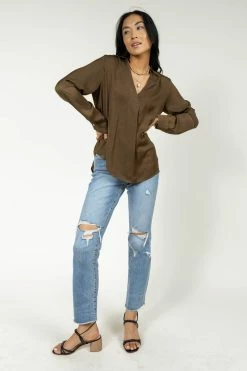 FUN 2 FUN Tops Kyrie Blouse In Olive