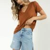 LIME N CHILI Tops Essentials V Neck Tee In Copper - FINAL SALE