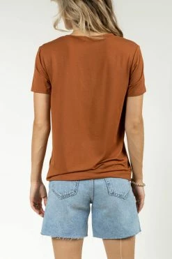 LIME N CHILI Tops Essentials V Neck Tee In Copper - FINAL SALE