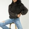 SINA Tops Olympe Cable-Knit Sweater In Black