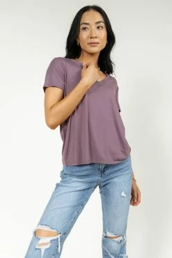 LIME N CHILI Essentials V Neck Tee In Mauve - FINAL SALE