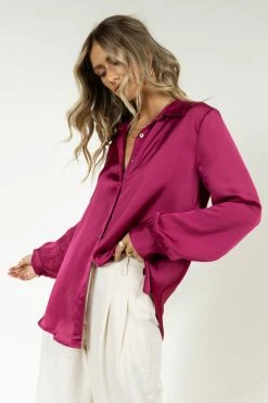 FUN 2 FUN Keagan Button Up In Magenta - FINAL SALE