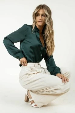 FUN 2 FUN Keagan Button Up In Emerald - FINAL SALE