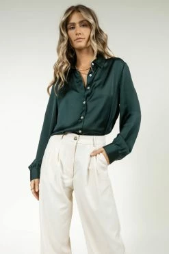 FUN 2 FUN Keagan Button Up In Emerald - FINAL SALE