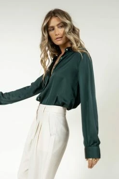 FUN 2 FUN Keagan Button Up In Emerald - FINAL SALE