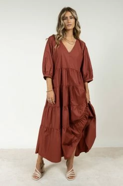 AARON & AMBER Carmel Maxi Dress In Brick - FINAL SALE