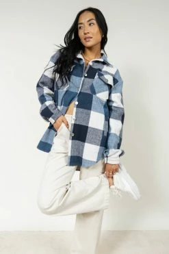 QIZHEN Nolan Shacket In Blue - FINAL SALE