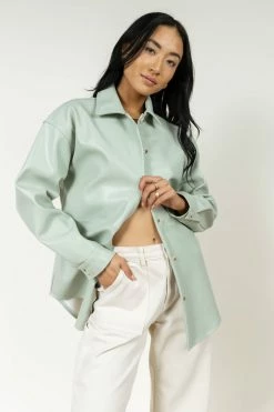 CALISTA Florence Shirt Jacket In Sage - FINAL SALE
