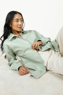 CALISTA Florence Shirt Jacket In Sage - FINAL SALE