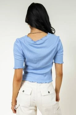 Best Sale 😍 Vero Moda Hailey Ribbed Top In Blue - FINAL SALE Tops 💯 8 Vero Moda Hailey Ribbed Top In Blue - FINAL SALE Tops