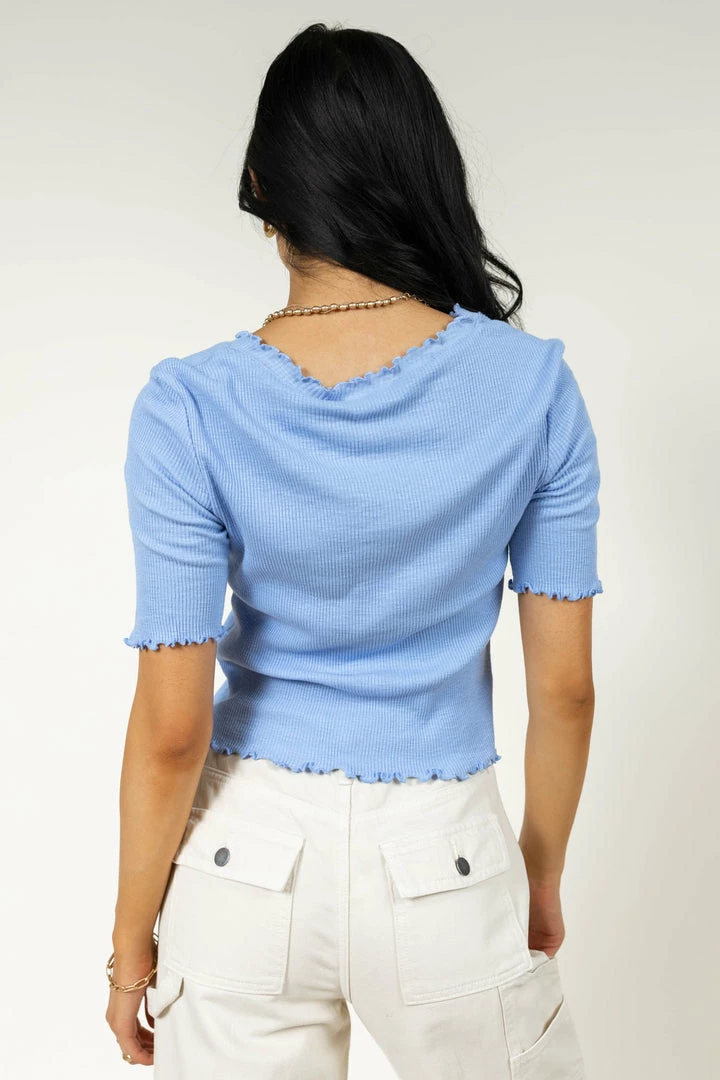 Best Sale 😍 Vero Moda Hailey Ribbed Top In Blue - FINAL SALE Tops 💯 4 Vero Moda Hailey Ribbed Top In Blue - FINAL SALE Tops