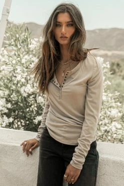 WORUI Ivanna Henley Top In Lavender - FINAL SALE