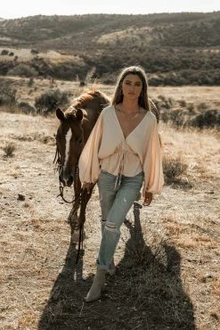 SINA Zafrina Pleated Blouse In Champagne - FINAL SALE