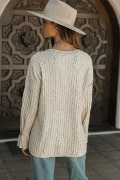 HEM&THREAD Justine Top In Oatmeal - FINAL SALE