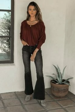 SINA Tops Trista Ruched Sleeve Top - FINAL SALE