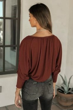 SINA Tops Trista Ruched Sleeve Top - FINAL SALE