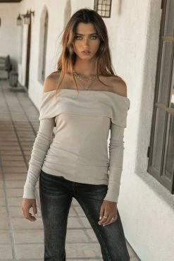 SINA Claire Top In Taupe - FINAL SALE