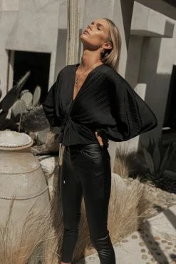 SINA Zafrina Pleated Blouse In Champagne - FINAL SALE