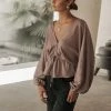 SINA Zafrina Pleated Blouse In Lavender - FINAL SALE