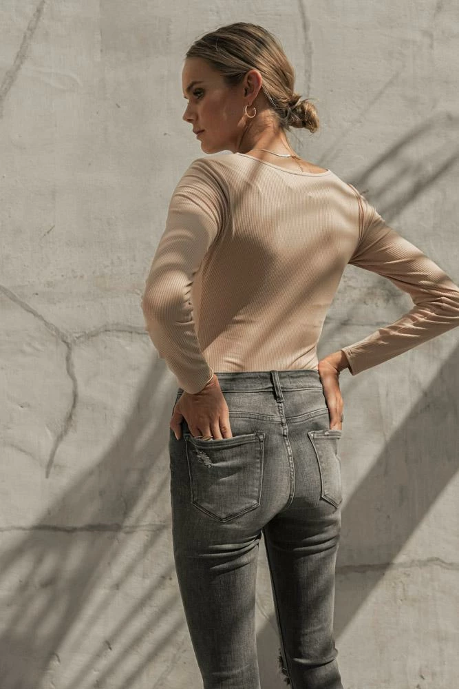 Buy 🤩 LE LIS Stalina Ribbed Bodysuit In Nude - FINAL SALE 🤩 4 LE LIS Stalina Ribbed Bodysuit In Nude - FINAL SALE