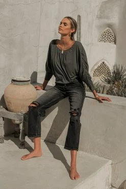 SINA Tops Trista Ruched Sleeve Top - FINAL SALE