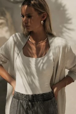 SINA Tops Micah Bodysuit In Ivory - FINAL SALE